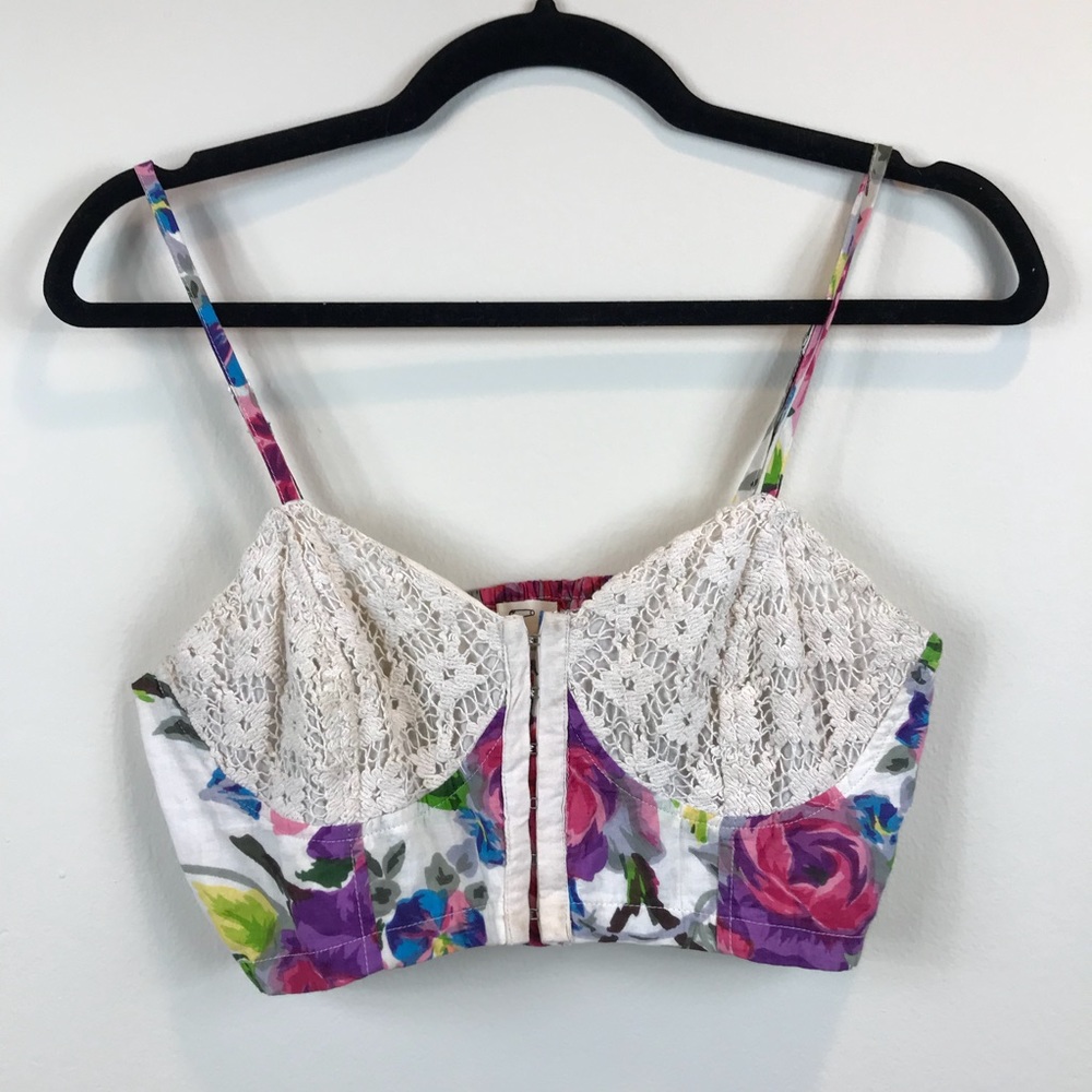 Pins & Needles | floral bustier top w/ front clasp